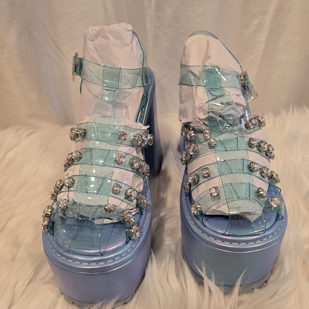 Sugar Thrillz Glittery Blue Platform Heels